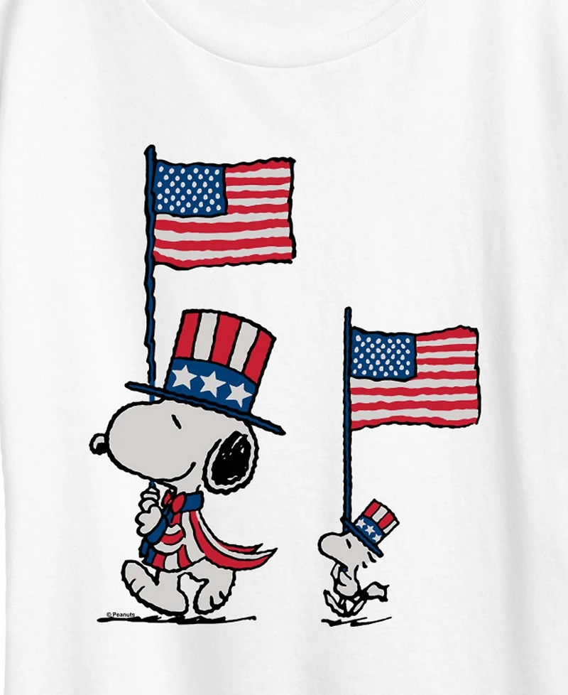 Hybrid Apparel Plus Peanuts Snoopy Woodstock Flags Short-Sleeve Graphic T-Shirt