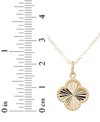Sunbeam & Polished Reversible Bead Frame Clover 18" Pendant Necklace in 10k Gold