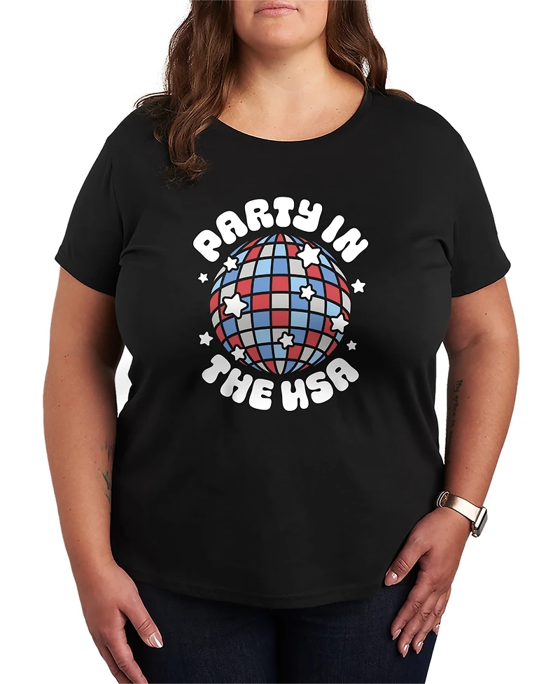 Hybrid Apparel Plus Instant Message Party the Usa Disco Ball Short-Sleeve Graphic T-Shirt