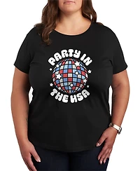 Hybrid Apparel Plus Instant Message Party the Usa Disco Ball Short-Sleeve Graphic T-Shirt