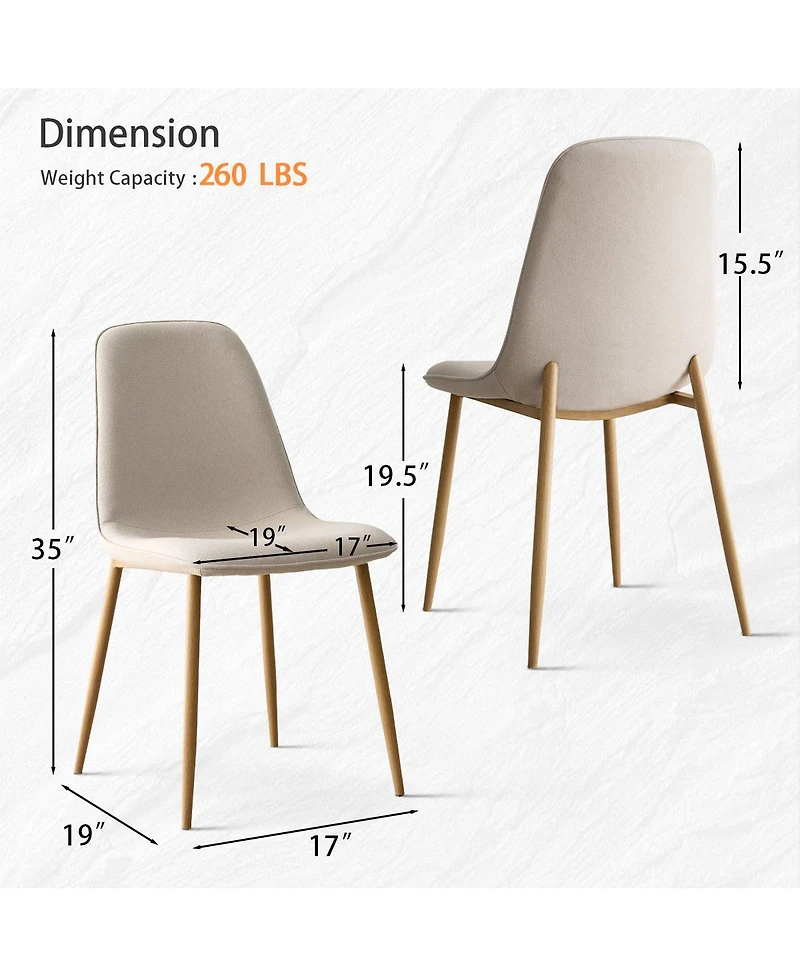 Maison Boucle 19.5" Seat Height Linen Dining Side Chairs Set of 2, Wood-Look Legs