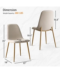 Maison Boucle 19.5" Seat Height Linen Dining Side Chairs Set of 2, Wood-Look Legs