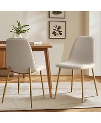 Maison Boucle 19.5" Seat Height Linen Dining Side Chairs Set of 2, Wood-Look Legs