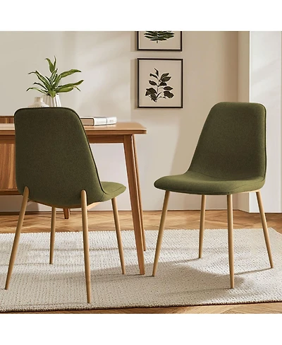 Maison Boucle 19.5" Seat Height Linen Dining Side Chairs Set of 2, Wood-Look Legs