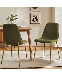 Maison Boucle 19.5" Seat Height Linen Dining Side Chairs Set of 2, Wood-Look Legs