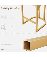 gaomon Set of Counter Height Metal Bar Stools with Upholstered Back