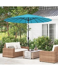 Gouun Round Patio Umbrella with 18 Fiberglass Ribs, Push Button Tilt and Crank