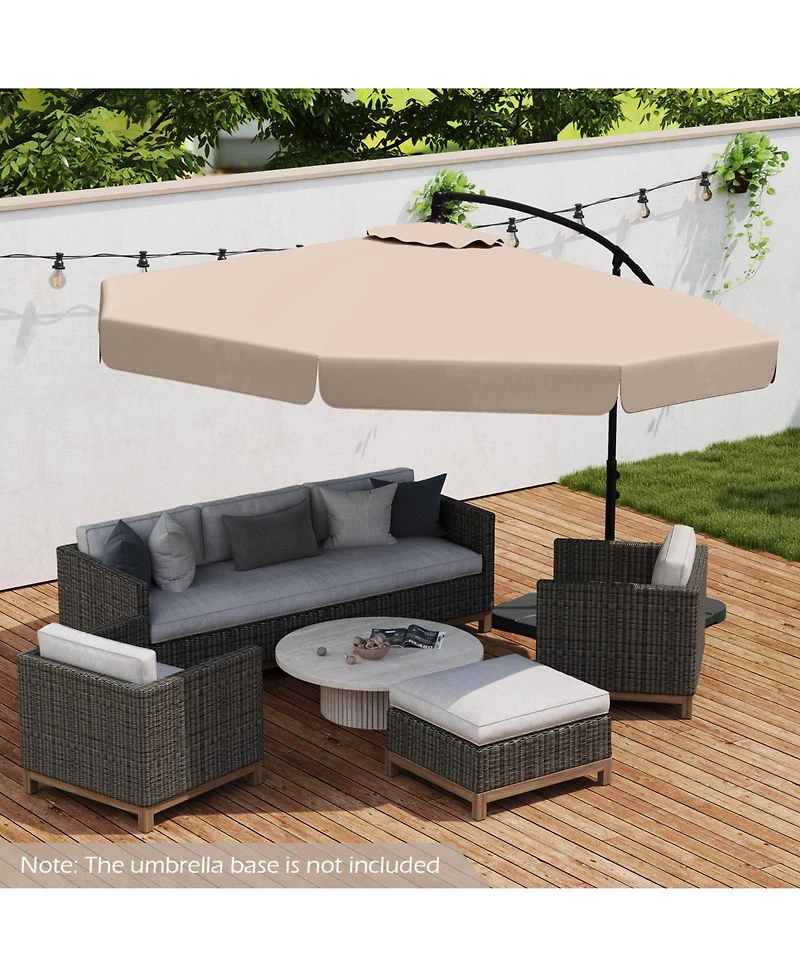 Gouun 10 ft Patio Cantilever Umbrella with Protective Cover, Tilt and Ruffled Edge