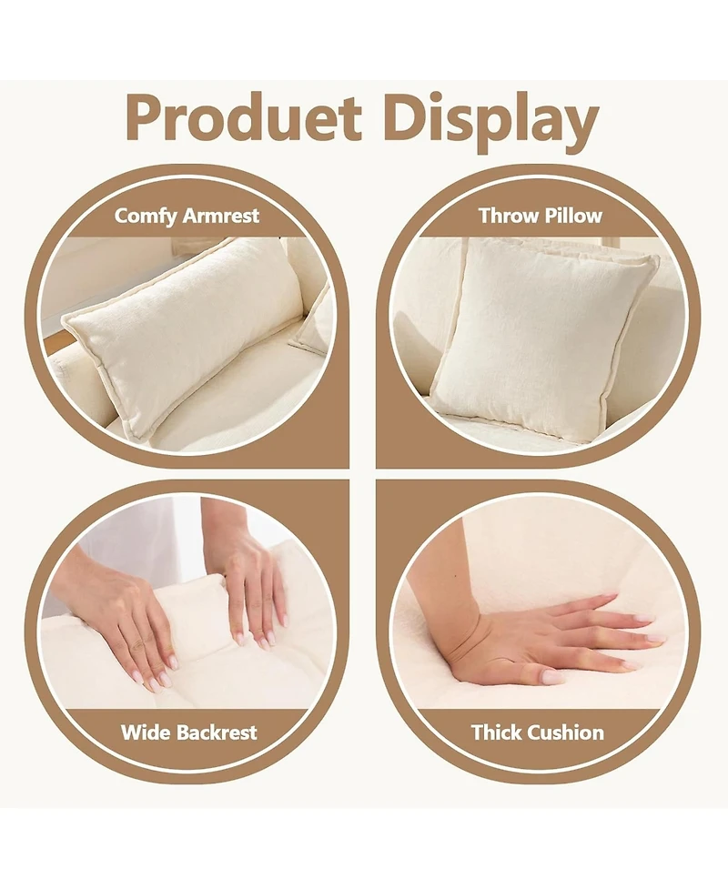 Rainsken Oversized Armchair with Ottoman, 39.4" Modern Accent Chair, Chenille Upholstered Reading 350 lbs Capacity for Living Room