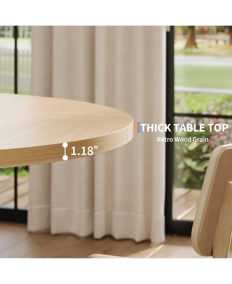 gaomon 4-6 Person Round Farmhouse Dining Table with Pedestal