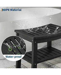 homfan Hdpe Waterproof Shower Bench with Storage Shelf - 20.6" Stable Non-Slip Bathroom Seat - 400lbs Weight Capacity - Comfortable and Safe Stool