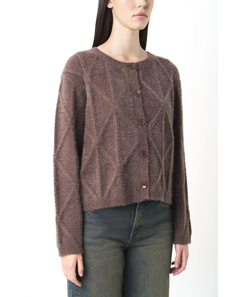 Velez Women's Diamond Pattern Knitted Cardigan