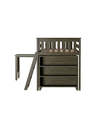 Max & Lily Twin-Size Low Loft With Pull-Out Desk and 3-Shelf Bookcases