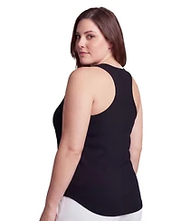 24seven Comfort Apparel Plus Curvy Ribbed Knit Long Flared Tank Top