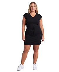 24seven Comfort Apparel Plus Curvy Ribbed Knit Knee Length Dress