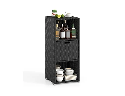 sumyeg Outdoor Storage Cabinet Patio Wicker Organizer with Drawer