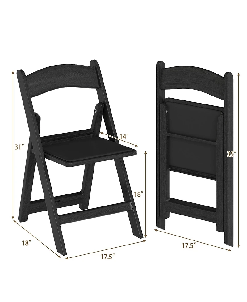 Gouun Resin Folding Chairs Set of 4 with Padded Seats