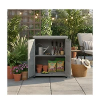 sumyeg Potting Bench with Storage Cabinet and Metal Table Top for Outdoor Patio,Outdoor Work Station