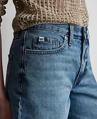 Dkny Jeans Women's High Rise Relaxed Cotton Denim Bermuda Shorts
