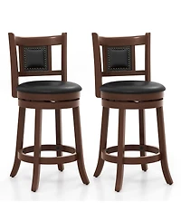 Gymax 25.5'' Swivel Bar Stool Set of 2 Counter Height Bar Stools Armless Chairs for Pub