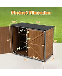 Sumyeg Outdoor Storage Cabinet 50.4"L X 26.8"W X 41"H, Garden Shed Tool Shed with Metal Frame