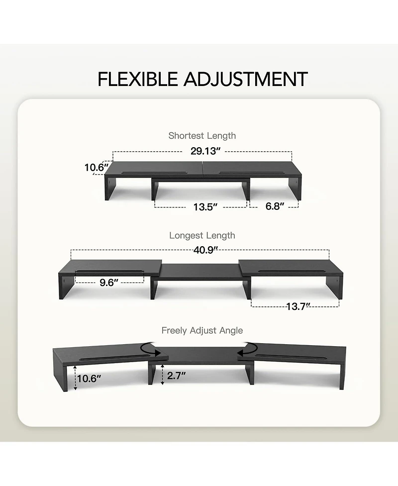 Gnuadz Dual Monitor Stand Riser Adjustable Desktop Organizer