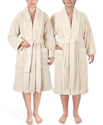 American Soft Linen Unisex Luxury Hotel Spa Warm Shawl Collar Plush Fleece Bath Robe