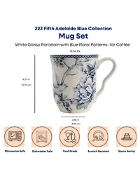 222 Fifth Adelaide Blue Coffee Mugs, Set of 4