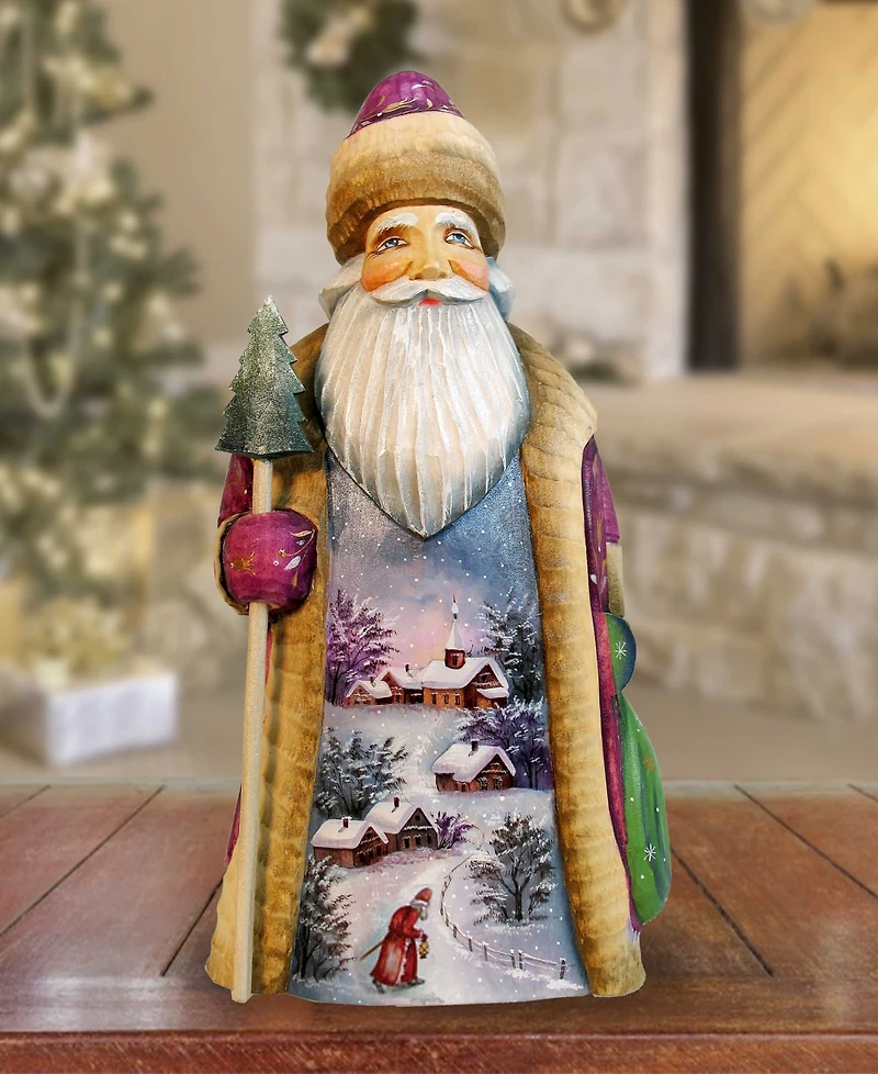 G.DeBrekht Woodcarved First Light Santa Figurine