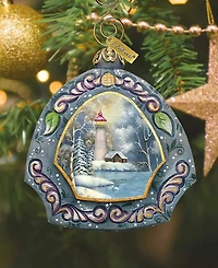 G.DeBrekht Hand Painted Scenic Ornament Harbor Light