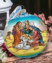 G.DeBrekht Limited Edition Nativity Ball In Blue Glass Ornament