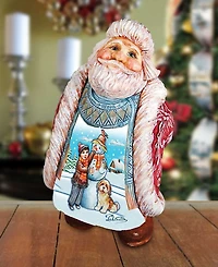 G.DeBrekht Scenic Santa with Child and Dog Making Snowman Figurine
