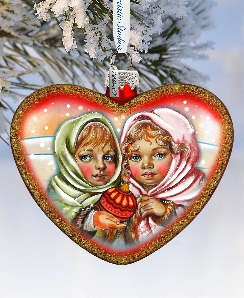 G.DeBrekht Remembering Friends Hart Glass Ornament