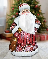 G.DeBrekht Woodcarved Hand Painted Ornamental Santa In Red Figurine