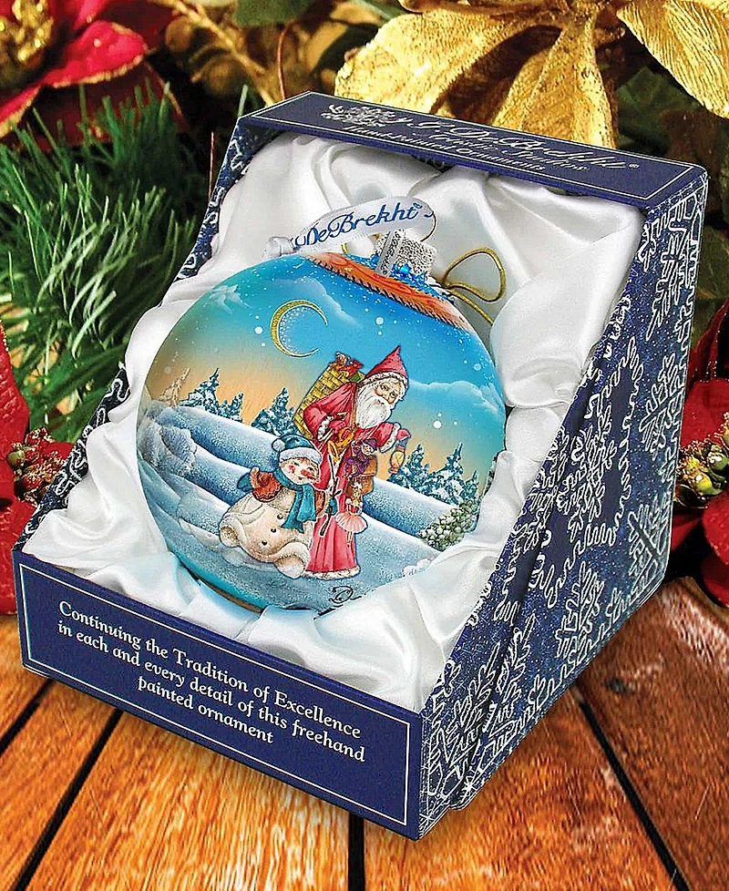 G.DeBrekht Limited Edition Oversized Winter Village Christmas Ball Glass Ornament
