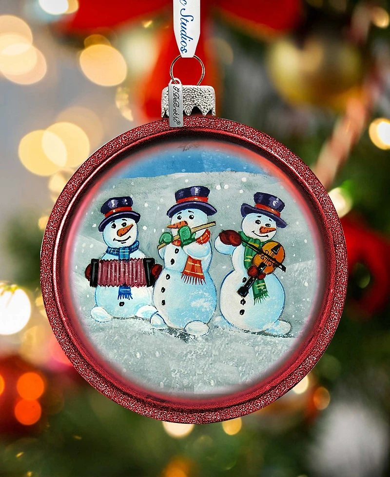 G.DeBrekht Snowmen C Ball Glass Ornament