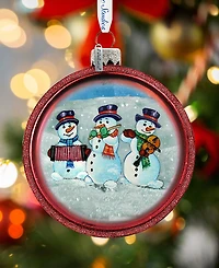 G.DeBrekht Snowmen C Ball Glass Ornament