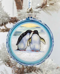 G.DeBrekht Penguins C Ball Glass Ornament