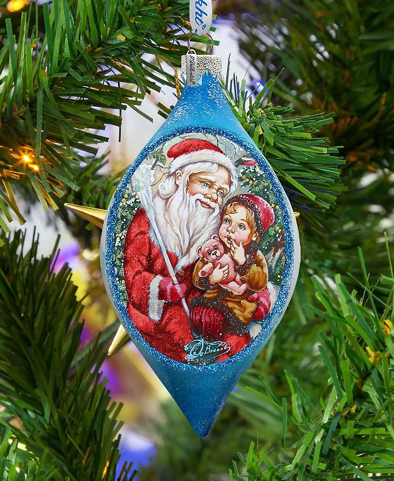 G.DeBrekht Teddy Bear Santa Drop Glass Ornament