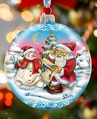 G.DeBrekht Limited Edition Oversized Retro Santa List Ball Glass Ornament