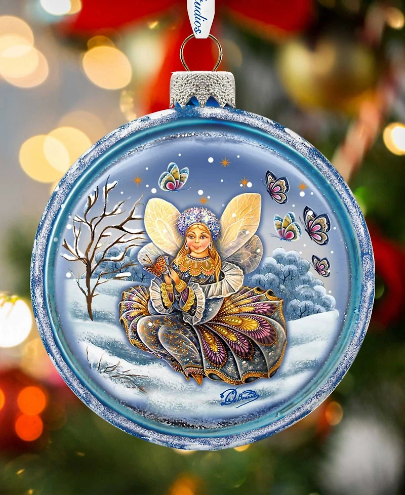 G.DeBrekht Fairy Girl Red Ball Hand Painted Glass Ornament