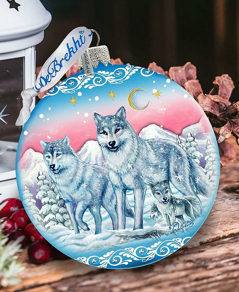 G.DeBrekht Limited Edition Oversized Guardian of Spirituality Wolves Glass Ball Ornament