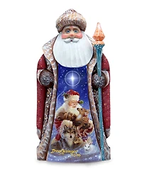 G.DeBrekht Woodcarved Hand Painted Santa Little Friends Figurine