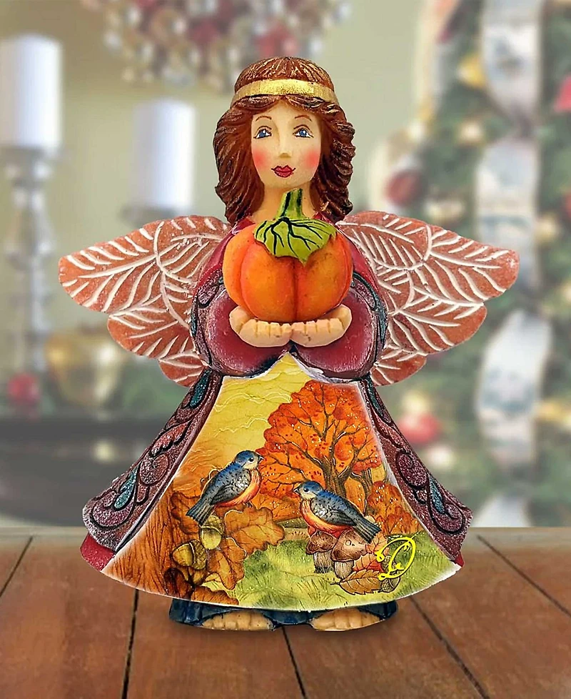 G.DeBrekht Autumn Angel with Pumpkin Handcrafted Christmas Figurine