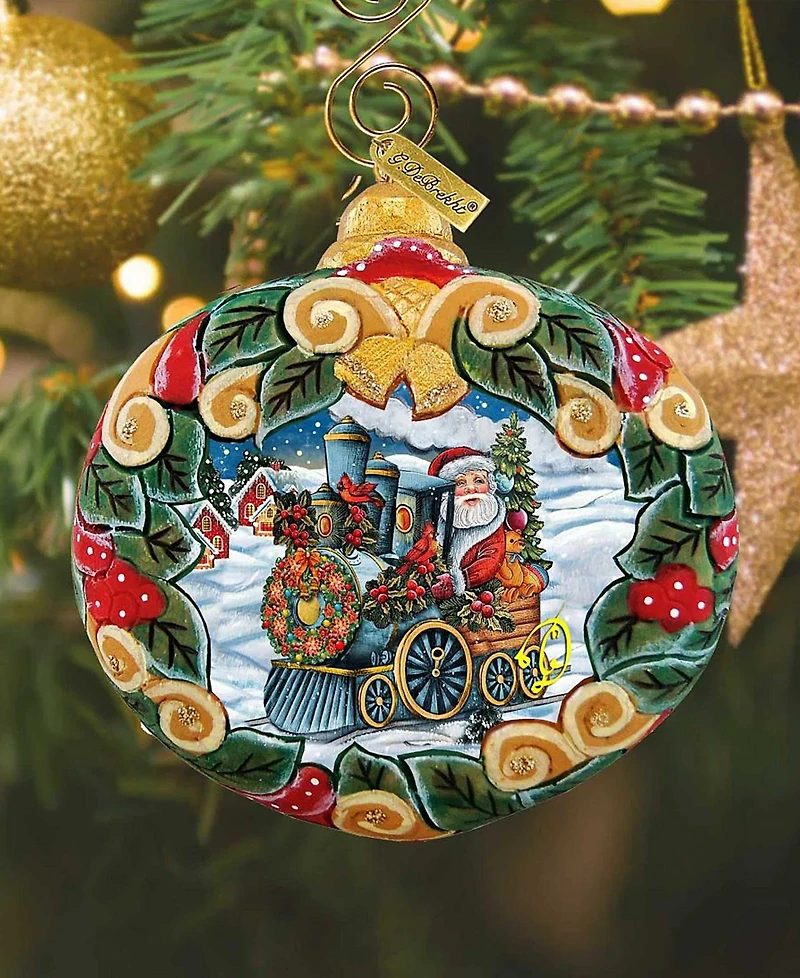 G.DeBrekht Santa Express Wreath Sculpted Hand, Painted Christmas Ornament