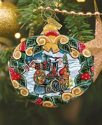 G.DeBrekht Santa Express Wreath Sculpted Hand, Painted Christmas Ornament