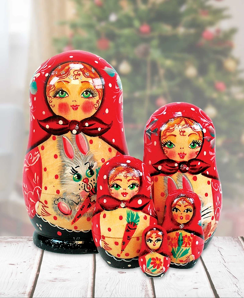 G.DeBrekht 5 Piece Bunny Russian Matryoshka Nested Doll Set