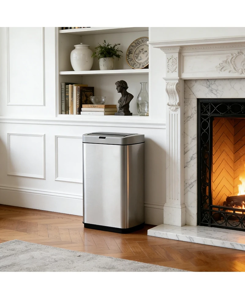Mega Casa 50L / 13 Gallon Butterfly Lid Stainless Steel Touchless Sensor Trash Can with Silent Close for Kitchen