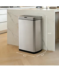 Mega Casa 50L / 13 Gallon Butterfly Lid Stainless Steel Touchless Sensor Trash Can with Silent Close for Kitchen