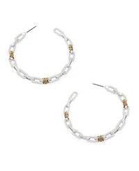 Robert Lee Morris Soho Two-Tone Paper Clip Frozen Chain Large Hoop Earrings